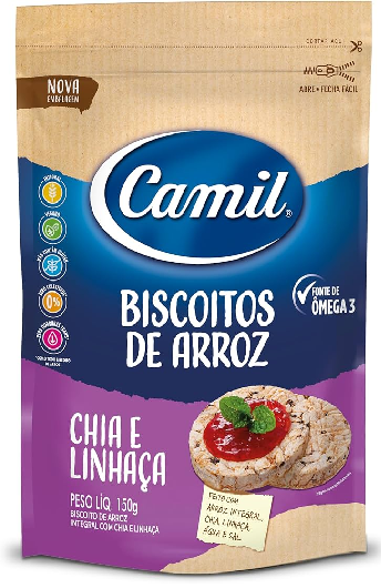 Biscoito de Arroz Chia e Linhaça 150g - Camil