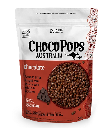 ChocoPops Australia Cereal Matinal Saudável - Bolinhas de Chocolate Zero Açúcar 200g