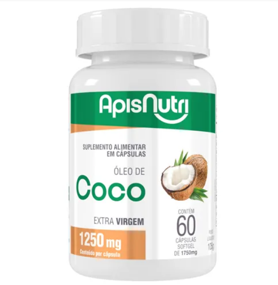 Óleo De Coco Extra Virgem 60 Caps 1250 Mg ApisNutri