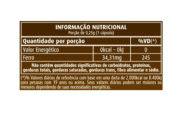 Suplemento Mineral De Ferro Quelato 60 Caps 34,31 Mg ApisNutri - Imagem 2