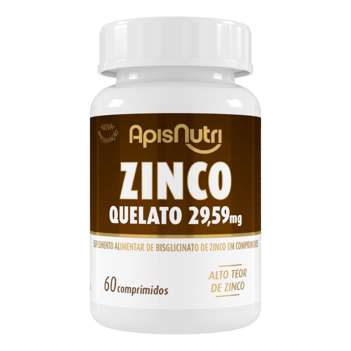 Suplemento Mineral De Zinco Quelato 60 Caps 29,59 mg ApisNutri