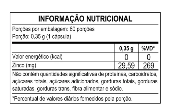 Suplemento Mineral De Zinco Quelato 60 Caps 29,59 mg ApisNutri - Imagem 2