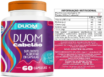 Cabelão com Biotina e Zinco 60 cápsulas - DUOM - Imagem 2