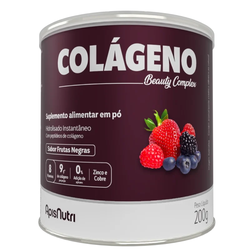 COLÁGENO HIDRILISADO FRUTAS NEGRAS COM ZINCO E COBRE 200G APISNUTRI